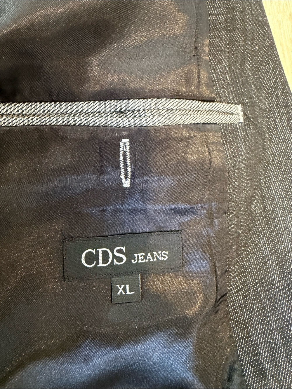 Dark Gray Pinstripe Denim Blazer and Matching Pants - Picture 2 of 3